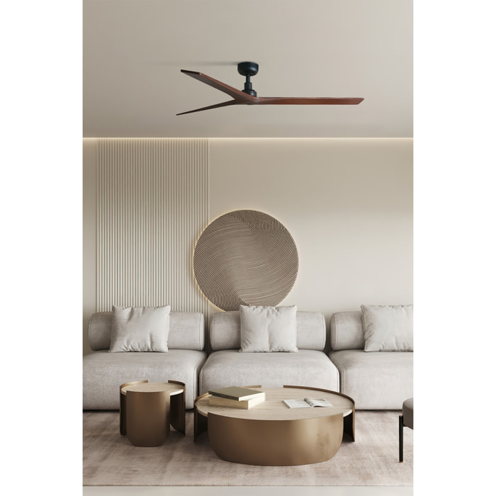 KLIM L Ventilateur de plafond noir/noyer TUYA