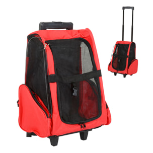 Transportin Carrito para Perro de Oxford 36x30x49 cm Rojo