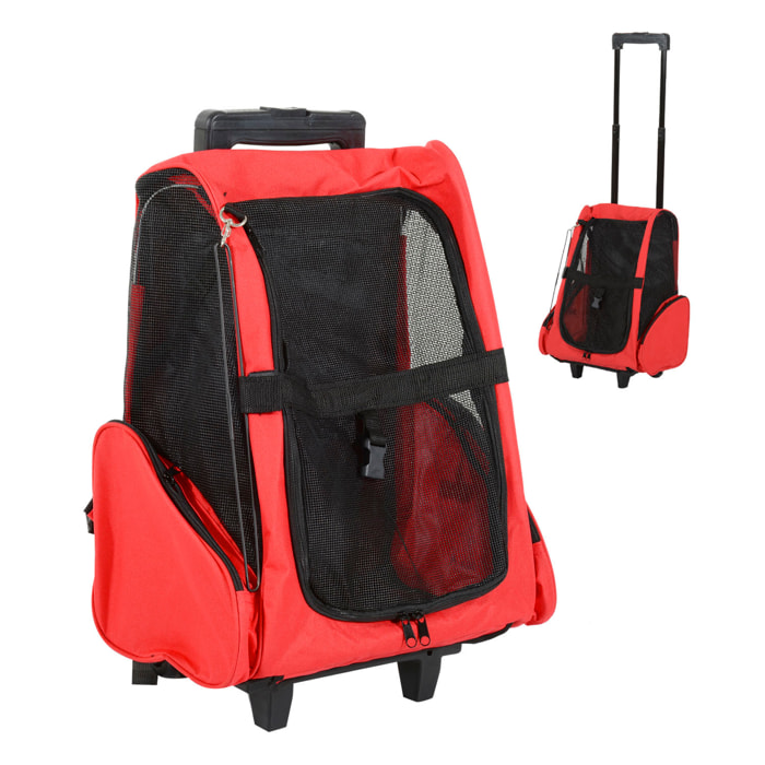 Transportin Carrito para Perro de Oxford 36x30x49 cm Rojo