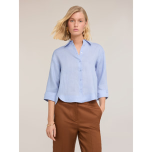 Motivi - Camicia boxy in lino - Azzurro