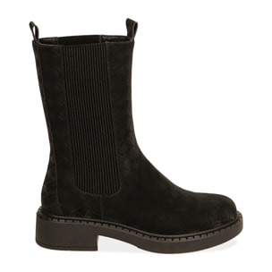 Botas Chelsea negras de microfibra nobuck, tacón 4 cm