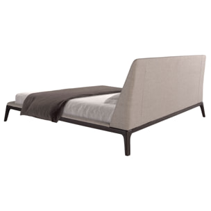 Cama Angel Cerdá de matrimonio con cabecero y estructura en tela gris y patas de madera en wengué 192x230x101cm