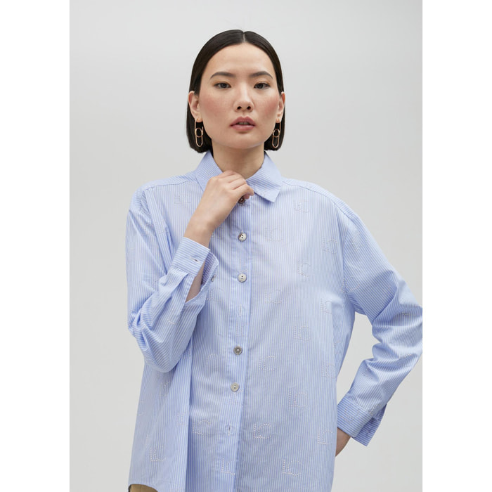 Camicia righe con logo di strass