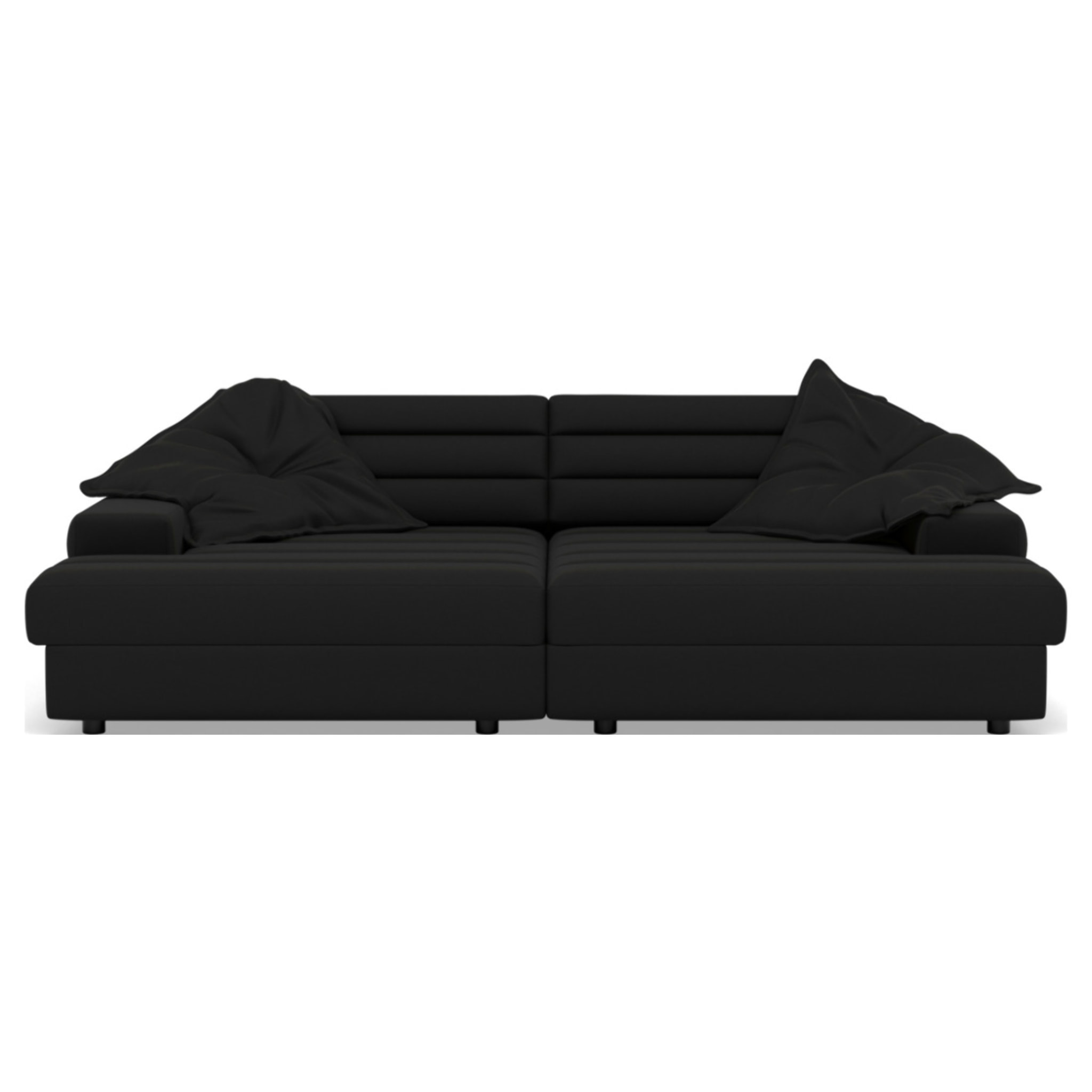 Giulia - canapé droit 4 places double méridienne - assise profonde - en tissu texturé - Noir