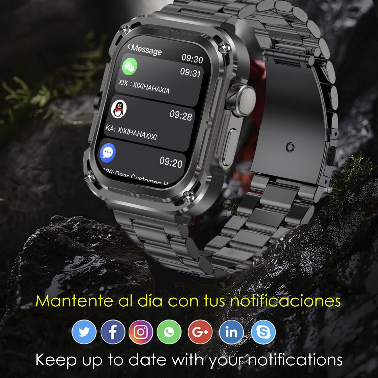 DAM Smartwatch Z85 Max con pantalla 2'', triple correa. Monitores de salud, ECG, tensión. Modos deportivos, llamadas BT. 4,7x1,4x5,5 Cm. Color: Naranja