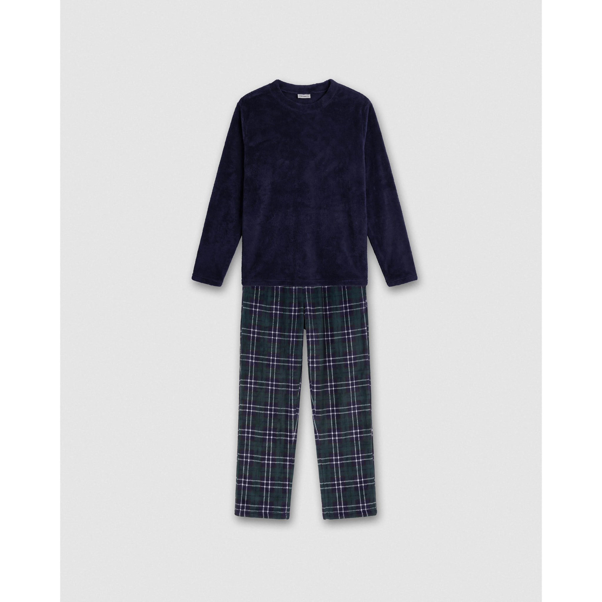 Pijama coral cuadro wello azul marino