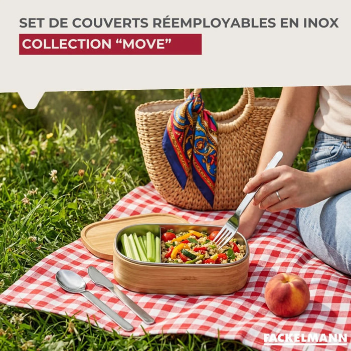 Boîte de 3 couverts réemployables Fackelmann Move