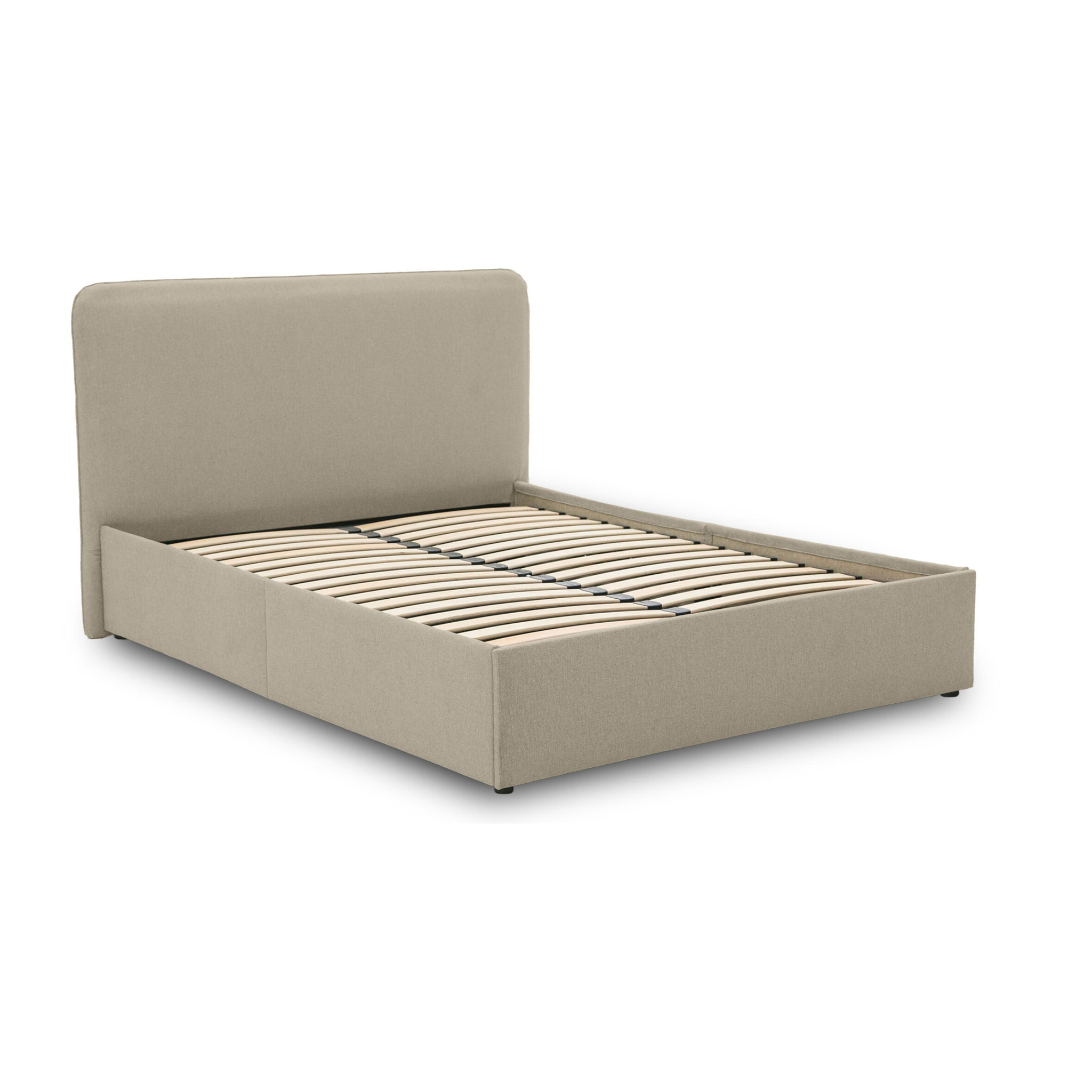 Goyave - lit coffre - 140x190 - en tissu - sommier inclus - Beige