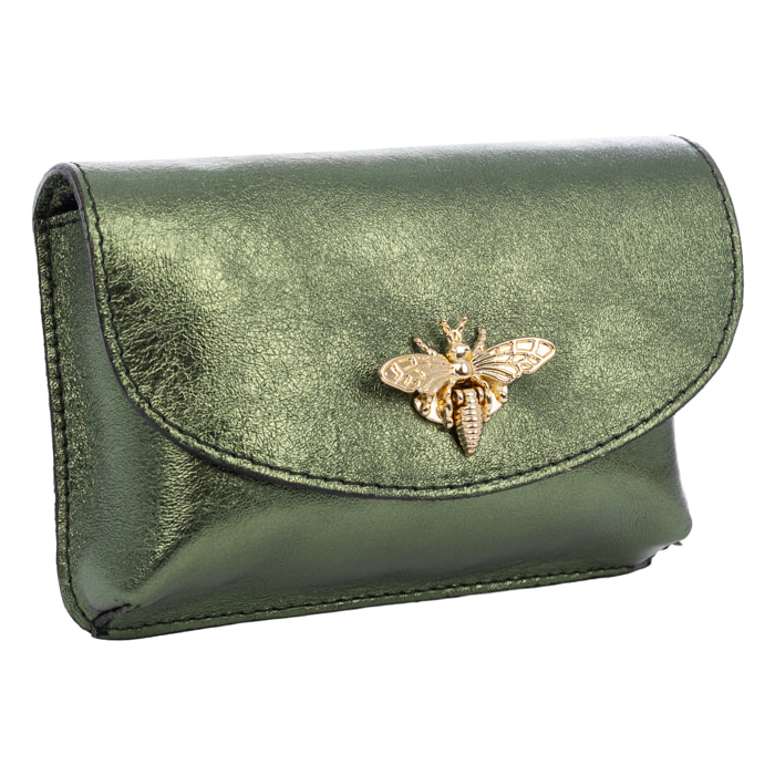 Aquilonia borsa a mano donna. Pelle autentica finitura camoscio laccato.