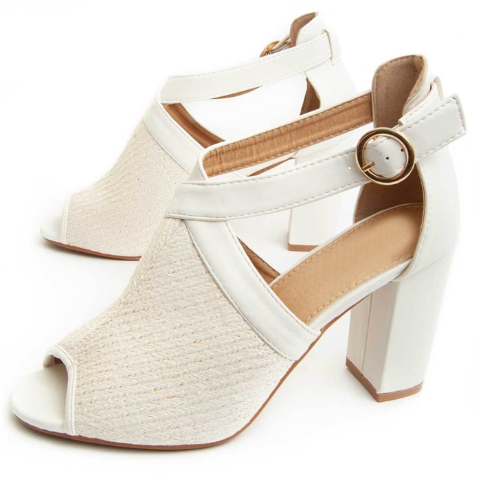 Sandalia De Tacón - Blanco - Altura: 9 Cm