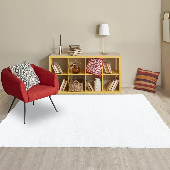 Tapis longs poils shaggy tissé motif uni RAMU