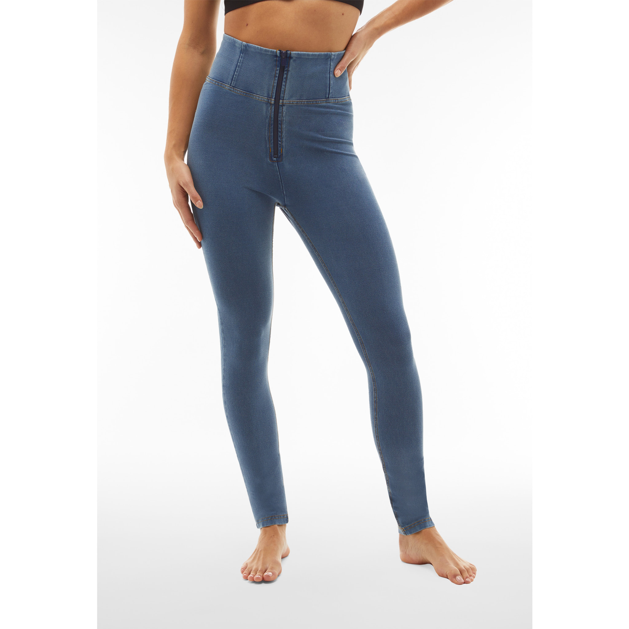 Jeggings push up WR.UP® curvy vita alta con zip gamba skinny