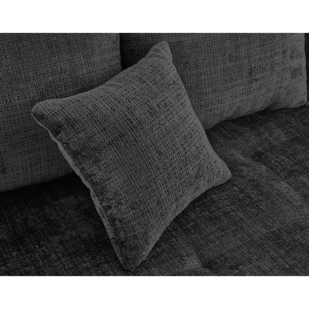 Rune - canapé droit 2 places en velours texturé - Gris Anthracite
