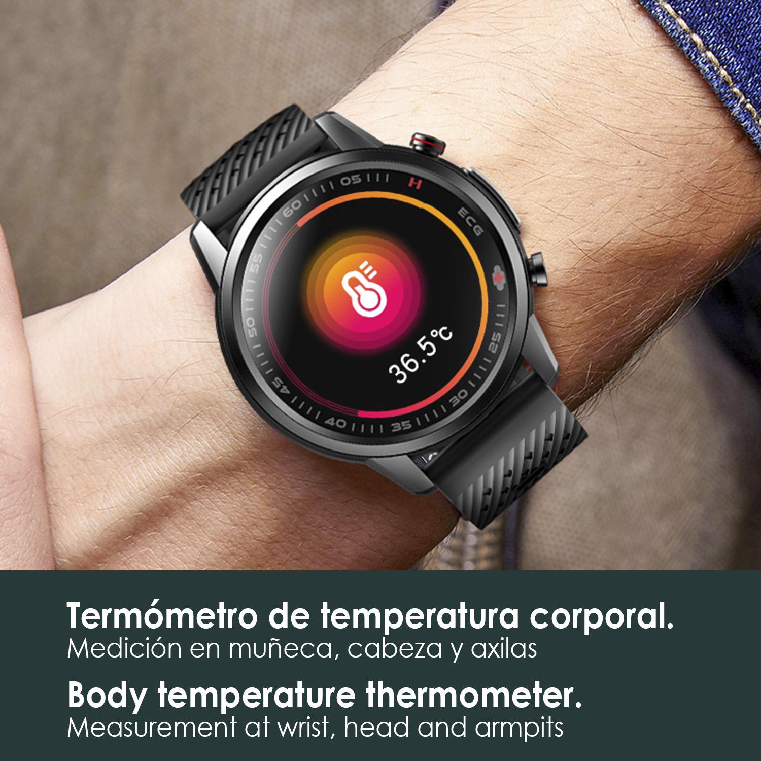 Smartwatch F800 con trattamento laser sangue, termometro corporeo, cardiofrequenzimetro e O2 sangue. 5 modalità sportive.