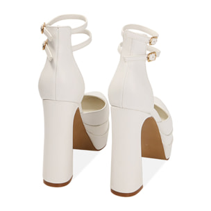 Décolleté platform bianche, tacco 12,5 cm