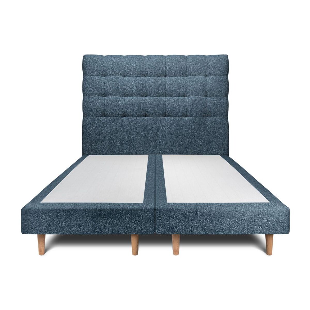 Lit avec tête de lit capitonnée bouclette et sommier tapissier Ep14