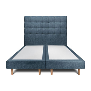 Lit avec tête de lit capitonnée bouclette et sommier tapissier Ep14