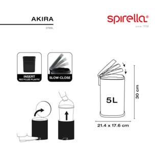 Poubelle à pédale Acier AKIRA 5L Pêche mat Spirella