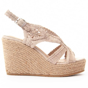 Sandalia de cuña 12 cm beige