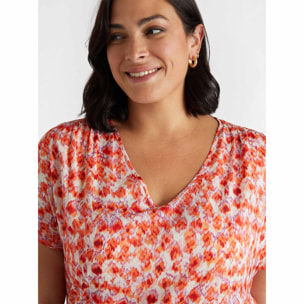 Fiorella Rubino - Blusa estampada con escote en pico - Naranja sol