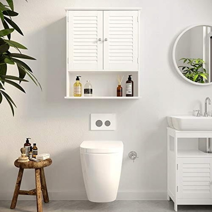 Pensile da bagno bianco BBC27WT con ante a persiana