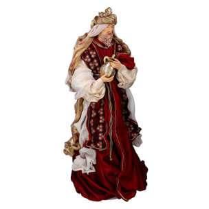 Presepe in tessuto bordeaux con re magi cmh81