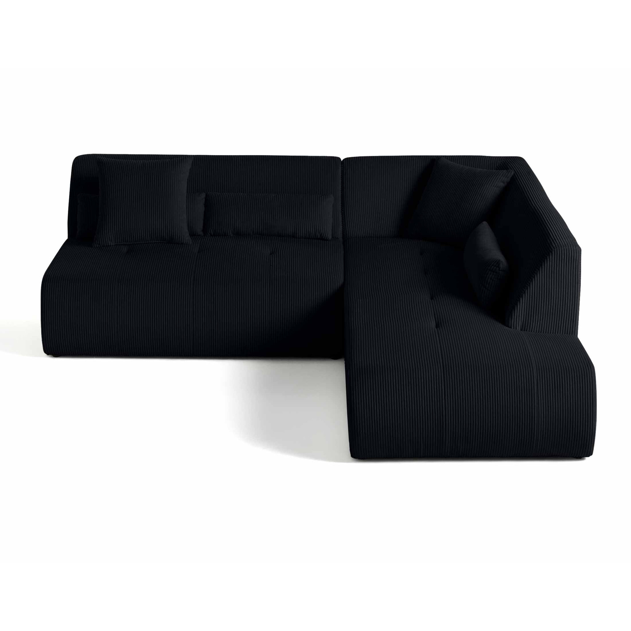 Onyx - canapé modulable d'angle droit - 5 places - en velours côtelé - Noir