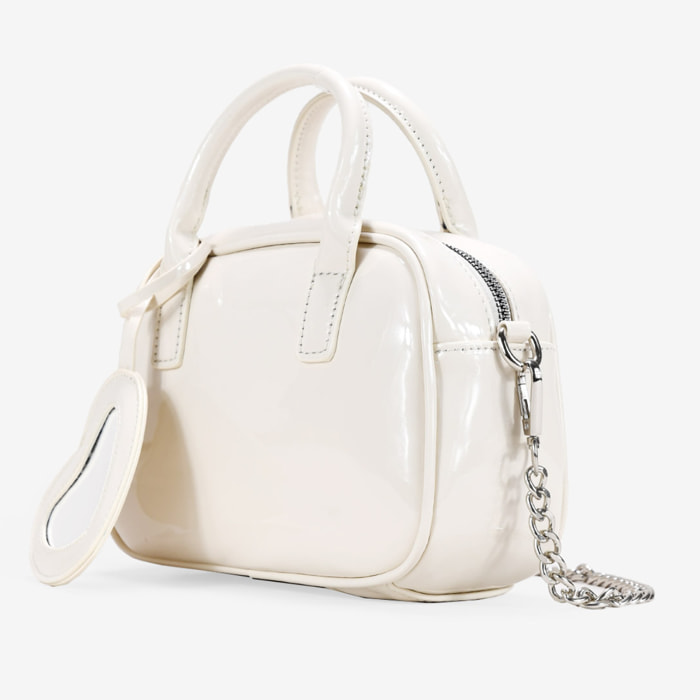 Bolso pequeño bowling blanco con espejo