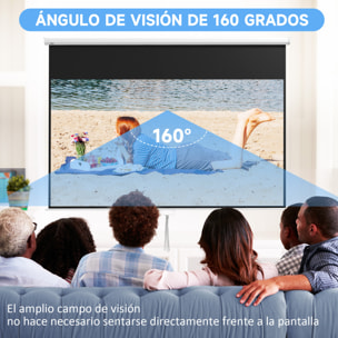Pantalla de Proyector Manual 120 Pulgadas Pantalla de Proyección Portátil Formato 16:9 con Altura Ajustable para Interior y Exterior Cine en Casa Patio 266x149 cm Blanco