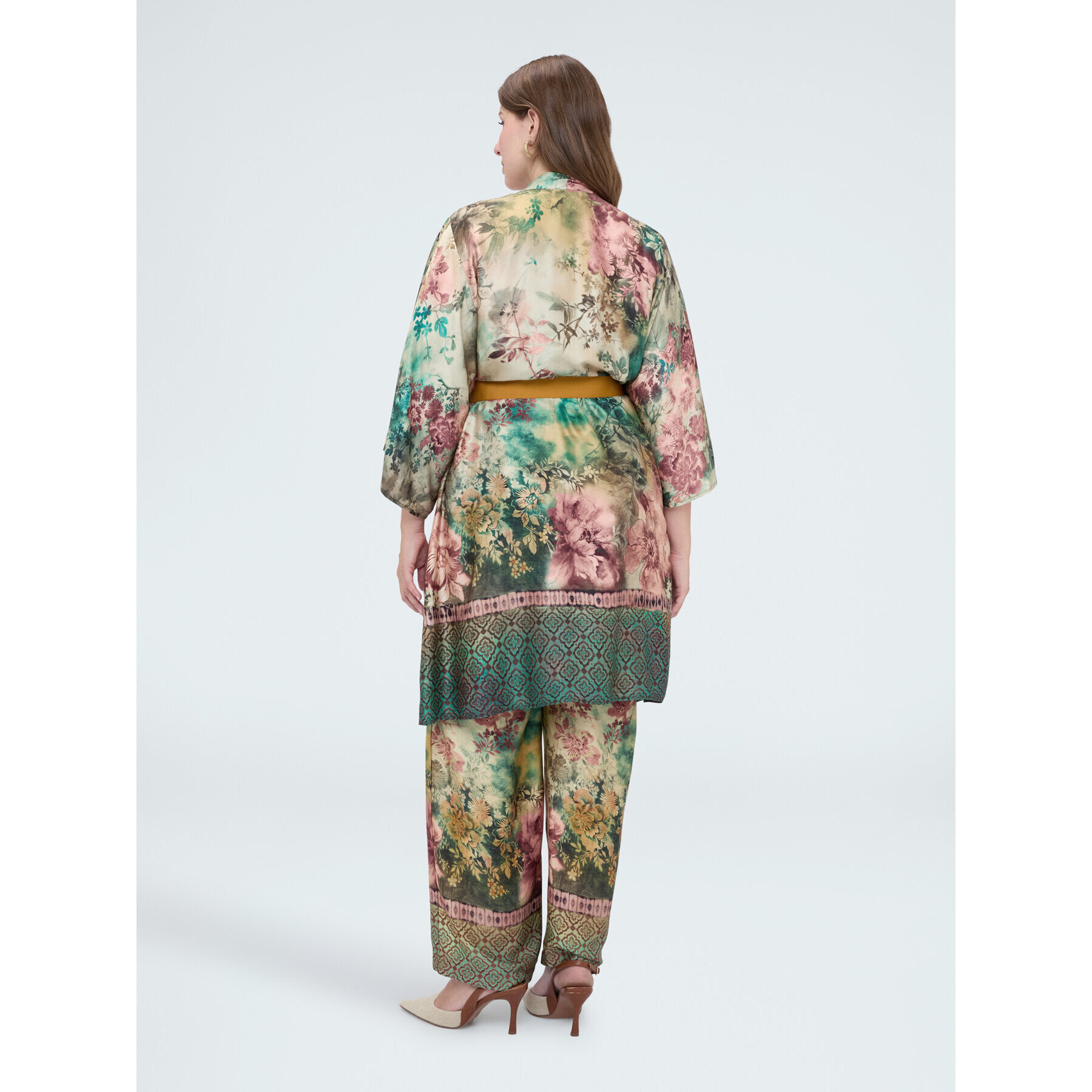 Fiorella Rubino - Kimono con stampa e cintura - Verde