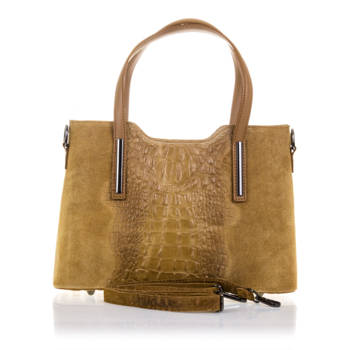 Fiesole Bolso tote Mujer.Piel auténtica Gamuza Grabado Cocodrilo