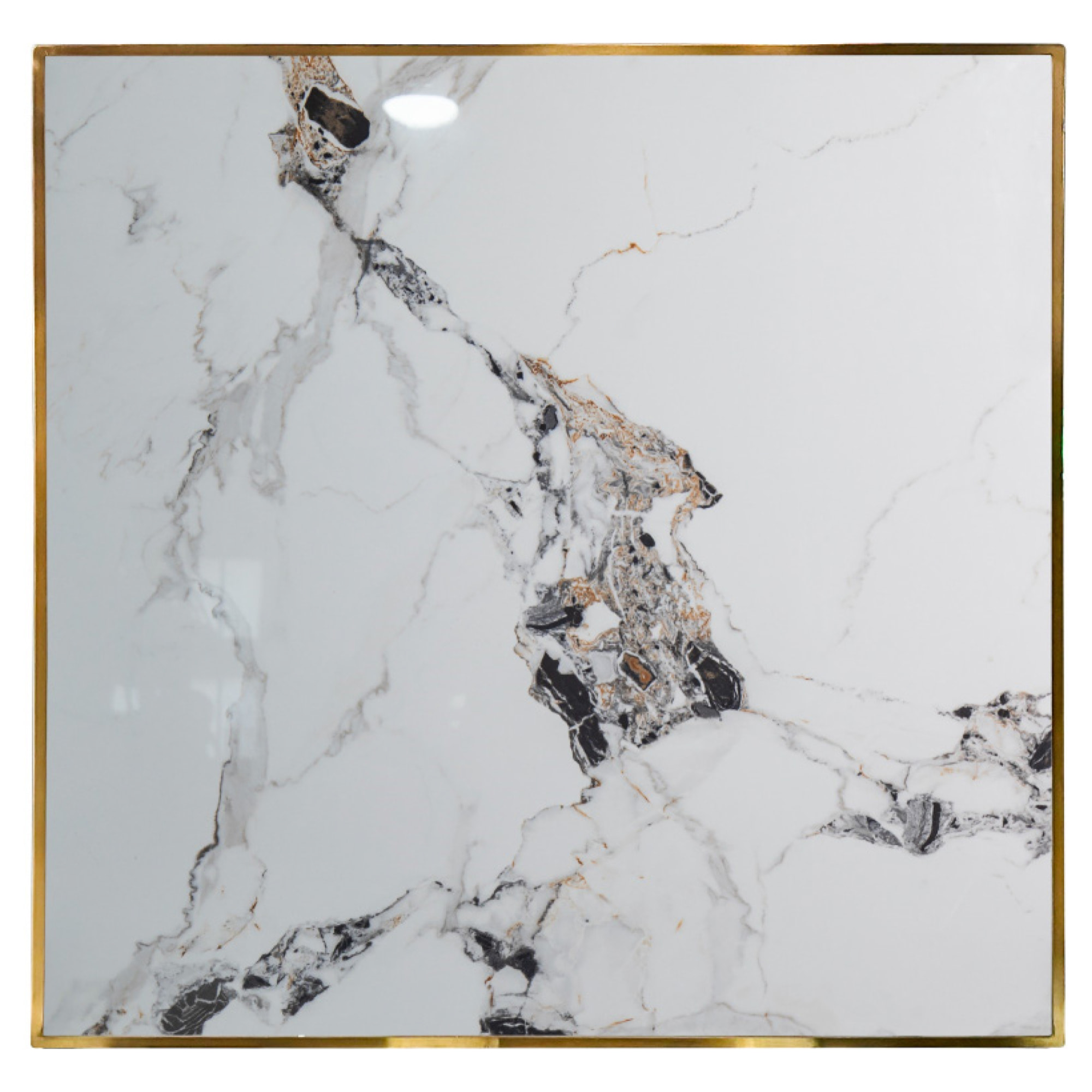 Piano Diamond 70X70 Pietra Calacatta C/Bordo Oro per soggriono, arredo bar ed esterni