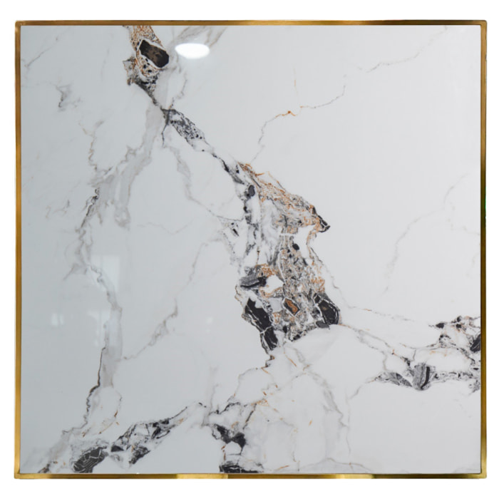 Piano Diamond 70X70 Pietra Calacatta C/Bordo Oro per soggriono, arredo bar ed esterni