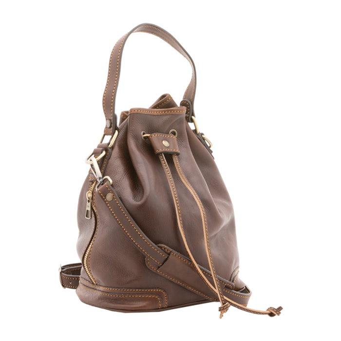 Borsa a secchiello  unisex In Vera pelle Made in Italy 24x30x16 cm