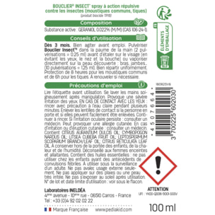 PEDIAKID - Bouclier Insect'- Spray Répulsif aux Huiles Essentielles - Contre les moustiques, tiques et guêpes - Dès 3 mois - Lot de 3 Flacons 100ml