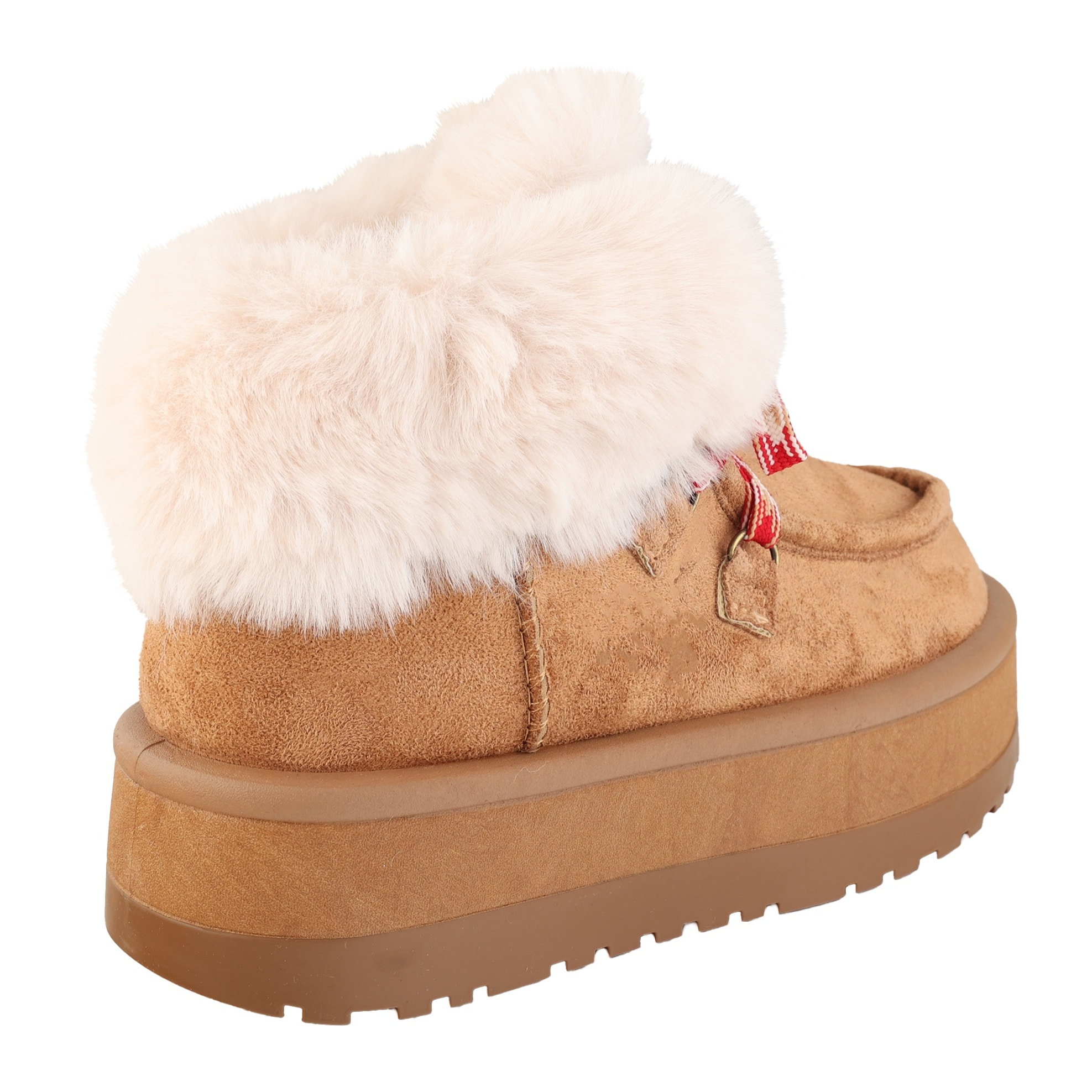 Stivaletti in simil camoscio imbottiti con stringhe e pellicciotto