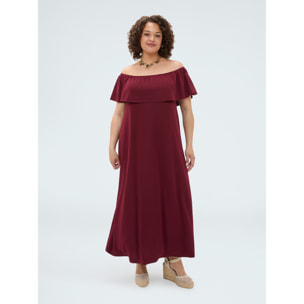 Fiorella Rubino - Vestito lungo Chill off-shoulder con volant - Bordeaux