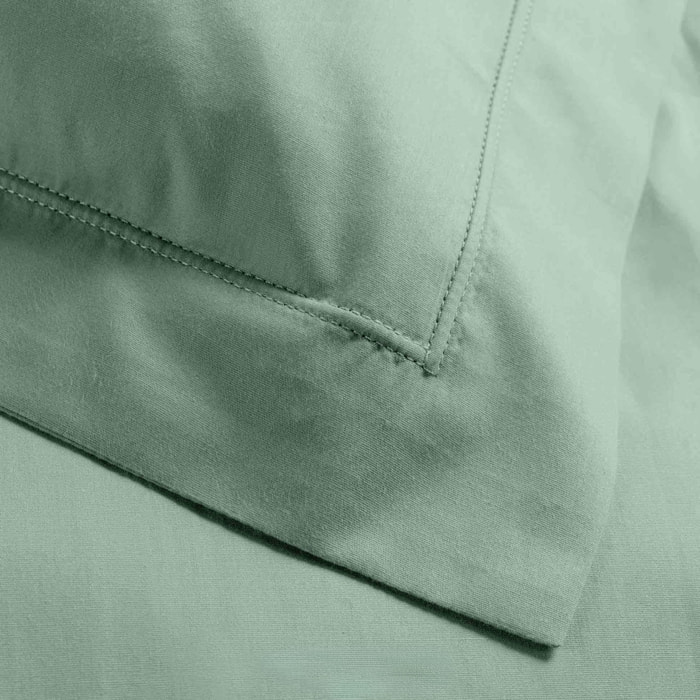 Taie d'oreiller volant plat 100% percale de coton ORIGINE - Vert tilleul