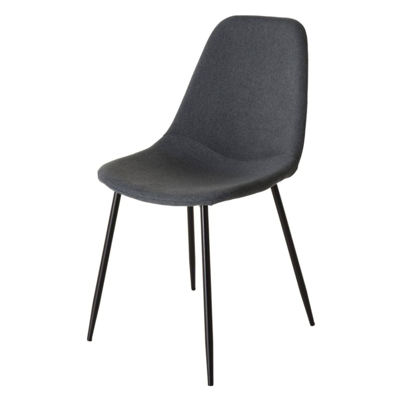 TOM - Lot de 2 chaises tissu anthracite pieds métal noir