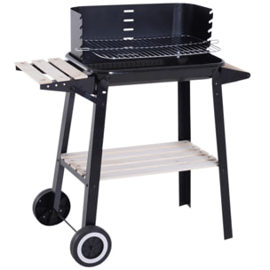 Barbacoa De Carbón Parrillas Asador 87x45x83cm Negro