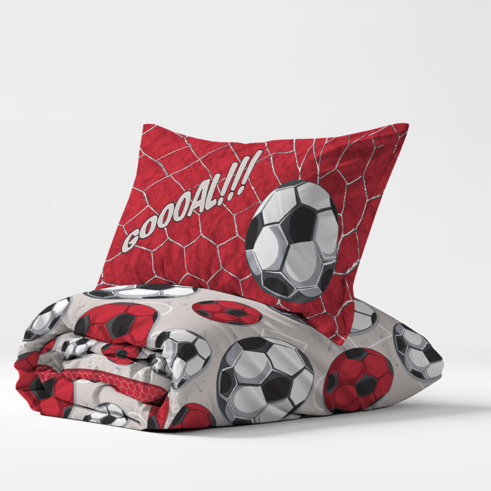 Parure copripiumino calcio rosso 100% cotone