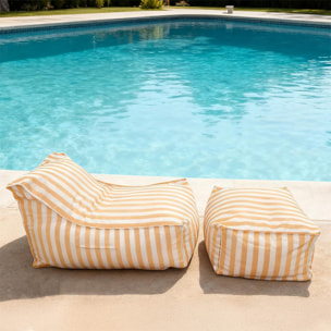 BOLOGNE Ensemble de poufs d’extérieur rayés jaune déperlant