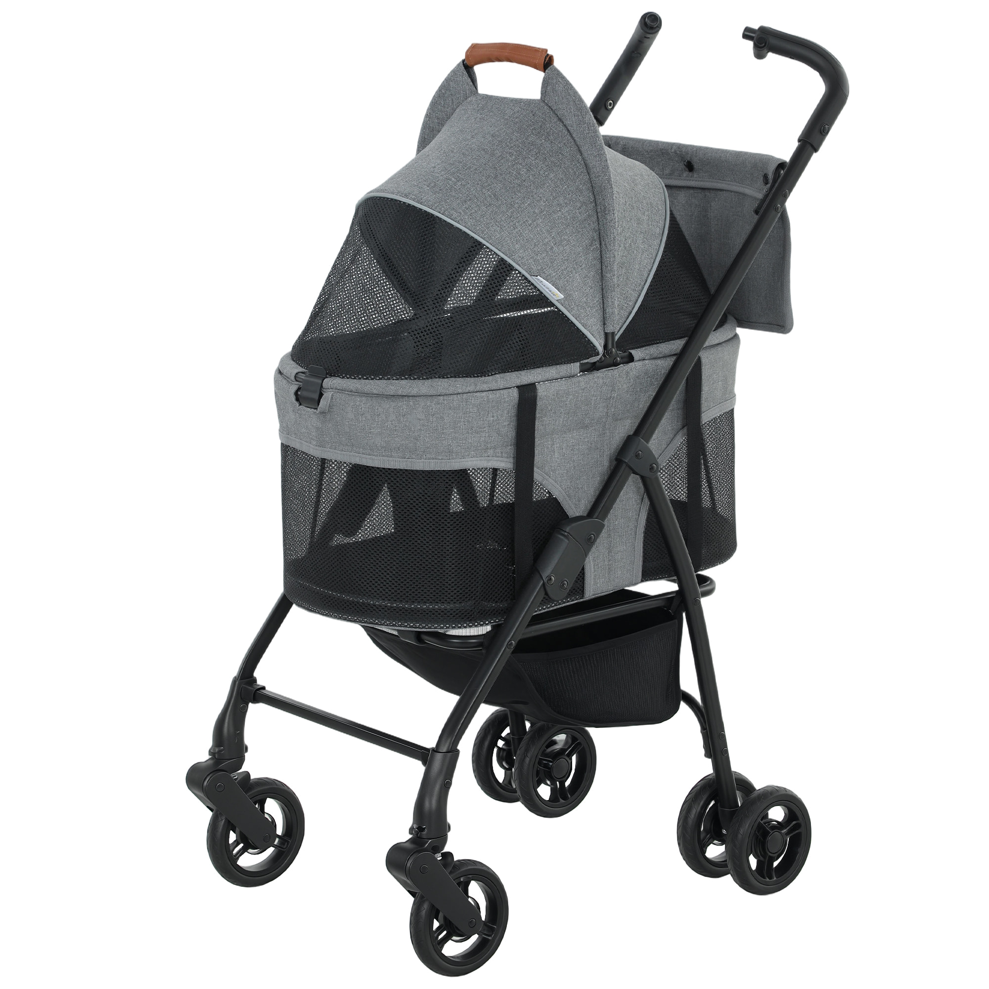 Poussette pour chien  siège auto sac de transport 3 en 1 gris