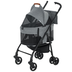 Poussette pour chien  siège auto sac de transport 3 en 1 gris