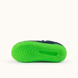 Zapatilla de infantil en Azul Marino con Velcros y Suela Verde Flúor - MUNICH MINI GOAL VCO 1632