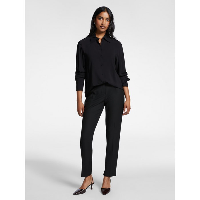 Elena Mirò - Pantaloni slim in stuoia stretch - Nero