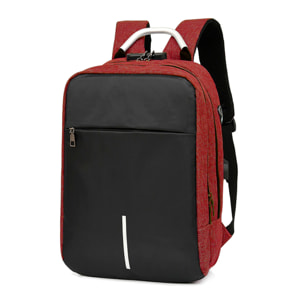 DAM Mochila multi compartimento, porta Laptop 13,3". Capa impermeable. Bloqueo de cremalleras. Toma USB externa. 29x16x43 Cm. Color: Rojo