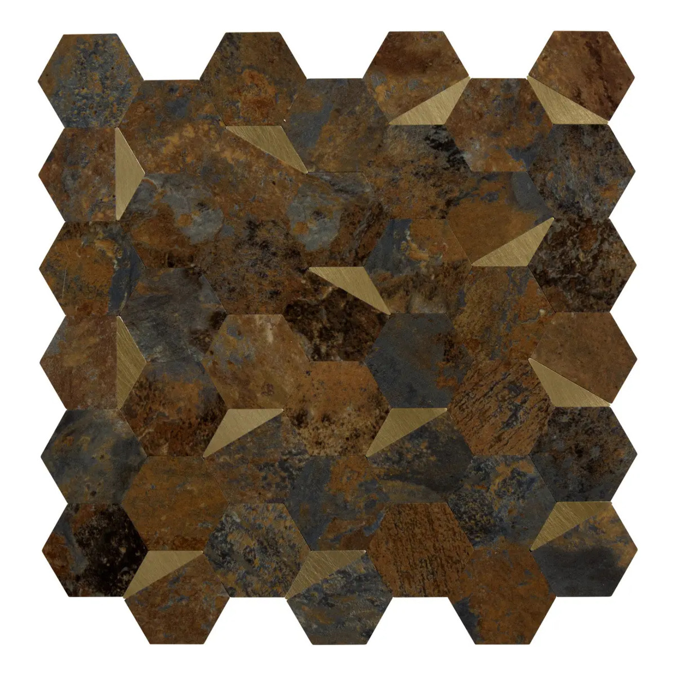 Lot de 2 stickers muraux Mina 31x30cm hexagones marrons