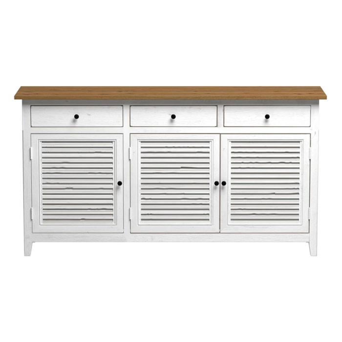 Buffet en bois recyclé blanc effet vieilli - Casa