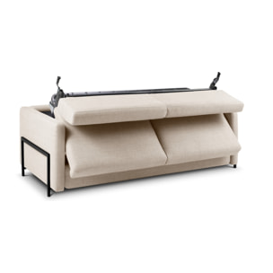 Canapé convertible "Yanis" 3 places en tissu structurel beige